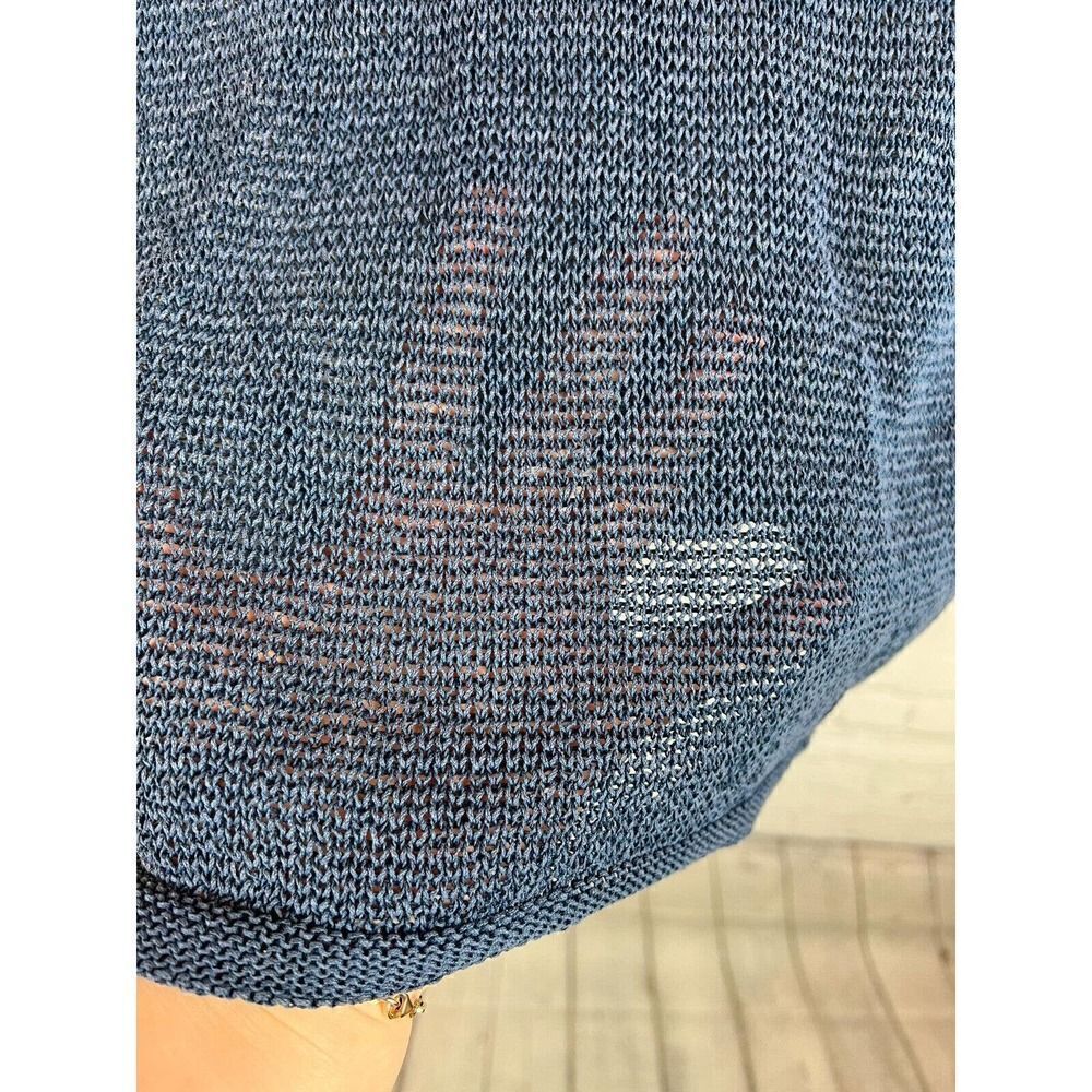 J.JILL blue semi-sheer short sleeve cotton blend top sweater pullover M NWOT - Picture 4 of 6